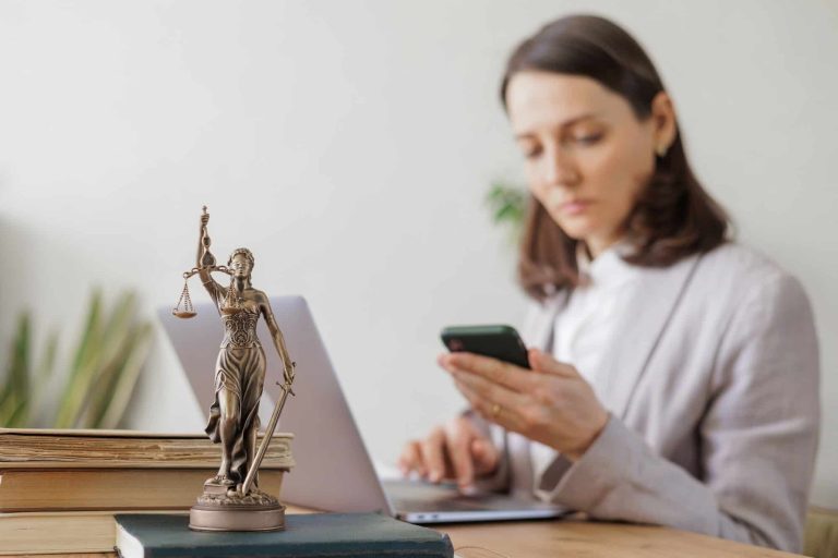 female lawyer checking legal contract