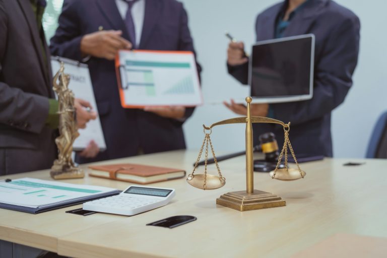 Three lawyers in meeting at the table office, discussing business,civil commercial law,labor law